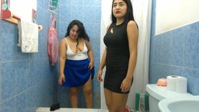 The Best Video of Two Stepsisters Pissing on Each Other and Both Being Urinated by the Husband Ending up Taking a Lesbian Shower