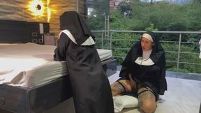 threesome naughty nuns praying and fucking