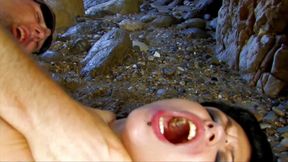 Nasty pierced chick fucked outdoor