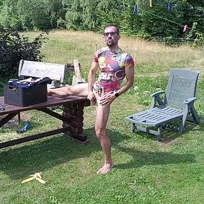 Jerking off While Hanging Out the Laundry