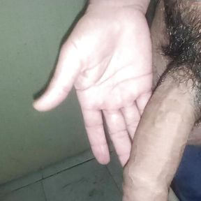 I love being naked in the staff restroom. I love caressing my penis.