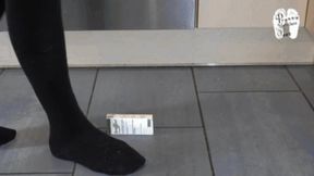 Cardboard boxes crushed under stockings