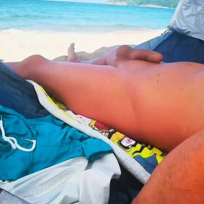 Trying Not To Get Hard Watching Teens On The Nude Beach - Soft Cock Precum Leak