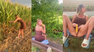 Almost caught blowing her cornfield pussy with those sexy feet on the trip