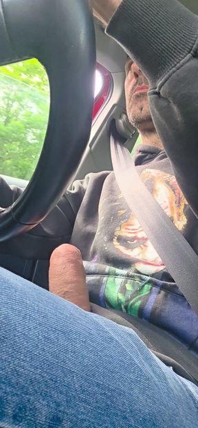 Straight Guy Gets Horny and Jerks off While Driving, He Almost Got Caught