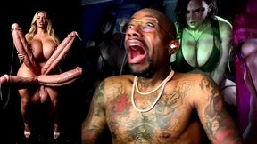 girl cock the god of cumflation is cumming from her multiple hard girl cocks, ai generated