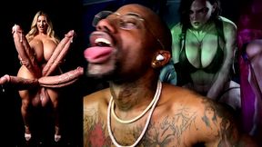girl cock the god of cumflation is cumming from her multiple hard girl cocks, ai generated