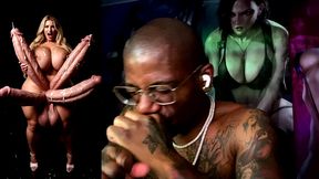 girl cock the god of cumflation is cumming from her multiple hard girl cocks, ai generated