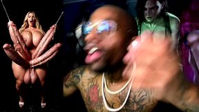 girl cock the god of cumflation is cumming from her multiple hard girl cocks, ai generated
