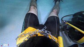 Underwater Scuba Slave Training - Dominated in Chains & Wetsuit Edging