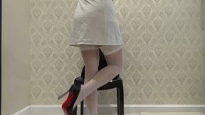 white panties under a white robe a