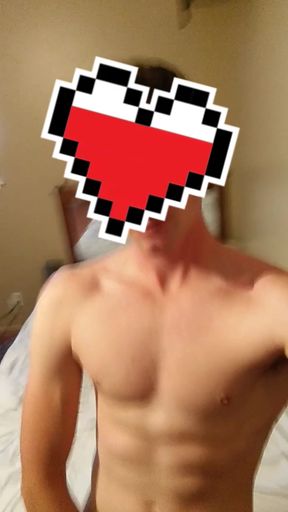 Hunky twink works out his massive boner in a solo session