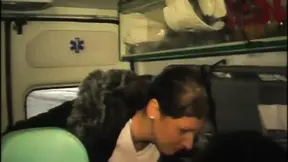 Hot lesbians pleasuring themselves with dildos in ambulance