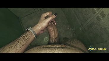Playing with my big uncut cock in the shower until I cum really close to the cam I'd love you to lick it clean after ?