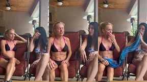 jessb and bella bare outdoors sneezing in bikinis!