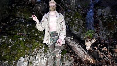 Life update, vlogging about my life changes in the public forest in a sexy military uniform.