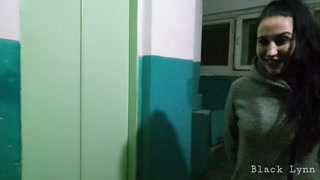 Married Brunette Sucked off her Neighbor in the Stairwell - Black Lynn