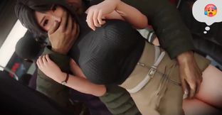 Teen get creampie in public train