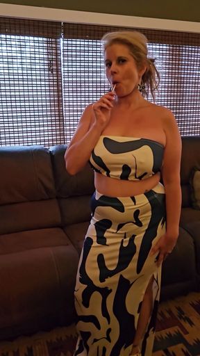 ONLYFAN LEAK Big TIT Mommy Licks her Lollipop home alone