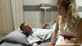 Bound nurse in stock rough ravaged