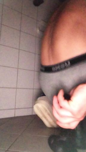 Public Toilet, Two Dildos Horny Ridden