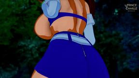 Anime girl brunette gets horny and is spied masturbating
