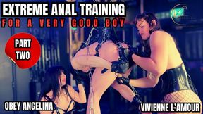 (1080p) EXTREME ANAL TRAINING FOR A VERY GOOD BOY (PART TWO) The Suspended Bondage slave takes PEGGING AND FISTING from VIVIENNE L'AMOUR AND OBEY ANGELINA whilst having his HUGE COCK milked