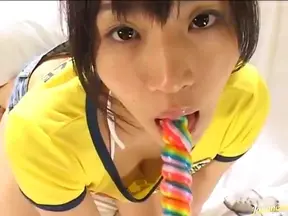 Naked Yuri Haruki Seductively Licks Her Sweet Lollipop