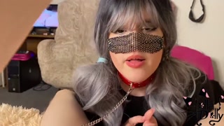 Girl with ponytails loves sweets