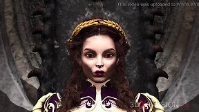 Seductive vixen ravished by sensual 3d shemale in mysterious castle