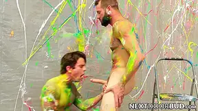 Bearded Johnny Drills Dakota Hard After Flirty Painting Job - Dakota Payne And Johnny Hill