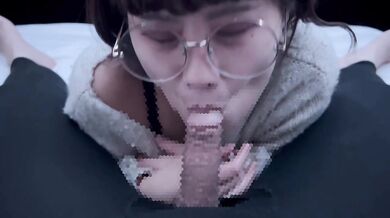 Thick glasses girl worships big thick cock raw japanese deepthroat slurps all his jizz mouthfull glaze