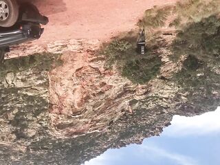 Ashley Pink SnakeGod & Cliff in the RedRocks With Cliffs Jeep