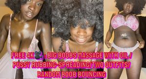 Big tits young ebony girl rubs on baby oil