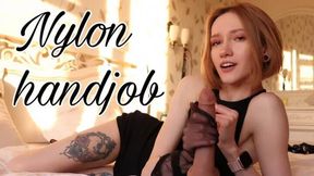 Nylon handjob with my warm stocking