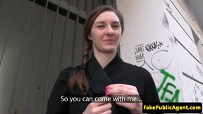 Pulled euro babe blows cock for cash
