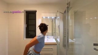 Braless big tits Asian cosplayer in her sexy flirty short mini skirt flashes her panties before taking them off