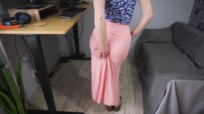 Visible Panty Line Tease in Long Maxi Skirt