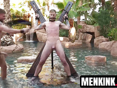 Dominant Colt Spence plows Josh Reaper in wild poolside BDSM session