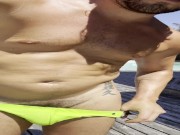 Horny Jock By the Pool, I whip my hard cock out outside (video on my Onlyfans)