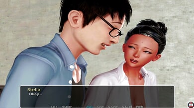 Stylized cartoon group unfolds in a dorm with Victoria at the center