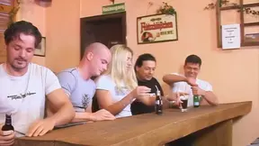 Blonde babe fingers wet pussy hard and sucks cock wild