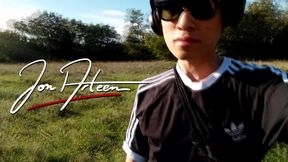 Jon Arteen pulls out his beautiful penis and urinates outdoors. Gay porn with an Asian twink.