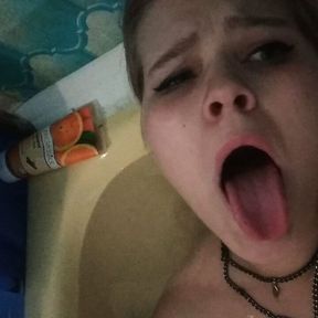 masturbation with a hose, moaning in the bathroom