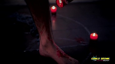 Horror Porn Candle Wax Ritual Summon A Sex Demon And Loud Cumshot Halloween