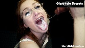 Red-haired babe deepthroats big rod at the gloryhole