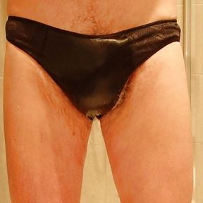 pissing the wifes black knickers