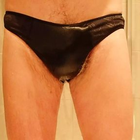 pissing the wifes black knickers