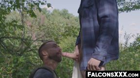 FalconsXXX.com - Hunky Jeremy London raw rides Derek Thibeau's huge dick in a hot ses