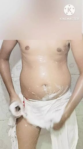 Bathing in bathroom